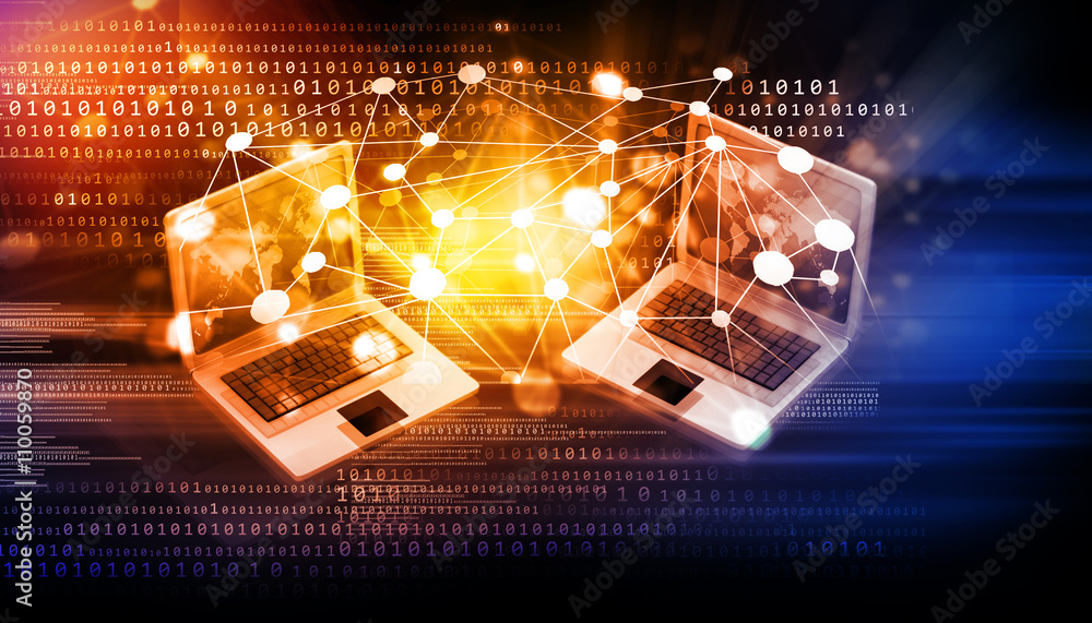 Poster computer network and internet communication concept.