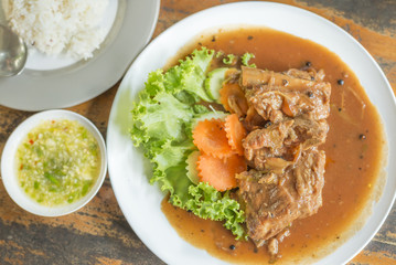 Pork ribs baked with honey delicious Thai food.