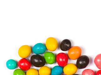 Multicolored candy on a white background.