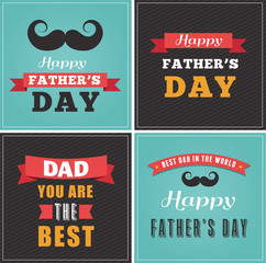 Happy fathers day greeting cards set