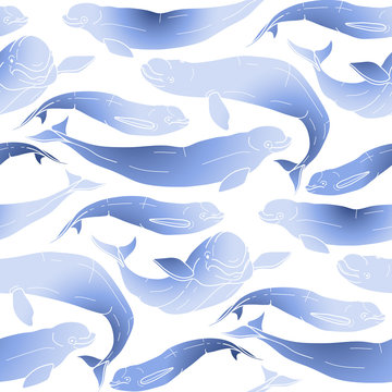 Graphic beluga whale pattern