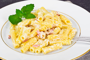 Pasta with Carbonara Sauce. Italian Cuisine
