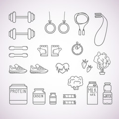 Hand-drawn vector illustration - Fitness and Health icons.