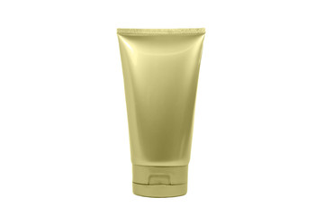 Silver cosmetic tube with transparent cap isolated and clipping