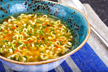 Tasty Chicken Soup with Chinese Noodles