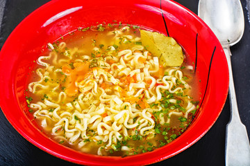 Tasty Chicken Soup with Chinese Noodles