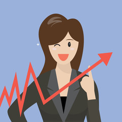 Business woman pointing at growth graph