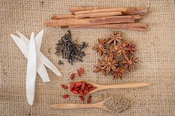 Ingredients for Chinese herbal soup