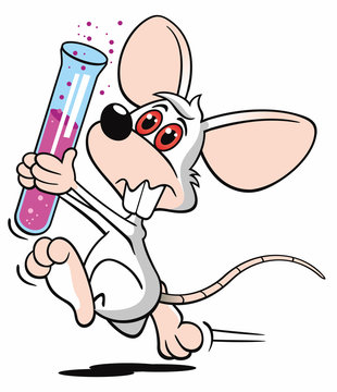 Cartoon Maus Weiss Rennt Labor Reagenzglas Stock Illustration Adobe Stock