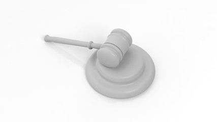 3D rendering of gavel blank template, isolated on white background.