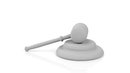 3D rendering of gavel blank template, isolated on white background.