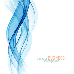 Abstract vector background, blue wavy 