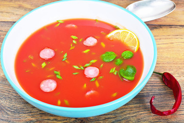 Tomato Soup in Plate. National Italian Cuisine