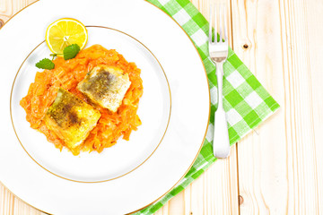 Fish in Greek with Onion and Carrot