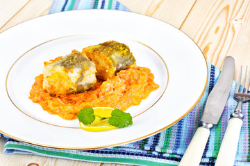 Fish in Greek with Onion and Carrot