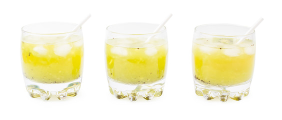 Drink from a kiwi and a lemon on a