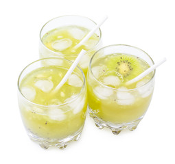 Drink from a kiwi and a lemon on a