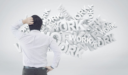 Concept of Stressed Asian Man by Work