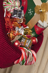 christmas decorative items in stocking