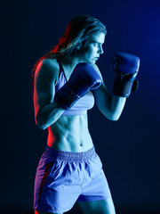 woman boxer boxing isolated