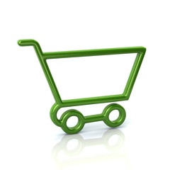3d illustration of green shopping cart icon