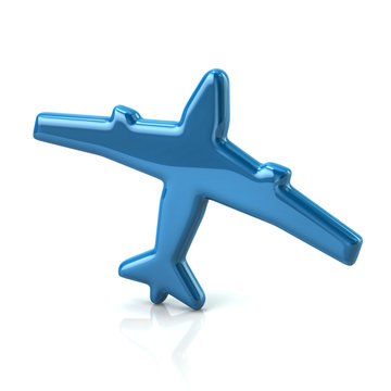 3d illustration of blue plane icon