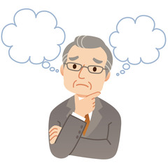 悩む男性　年配　ビジネス