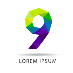 Number nine as design logo design geometric icons