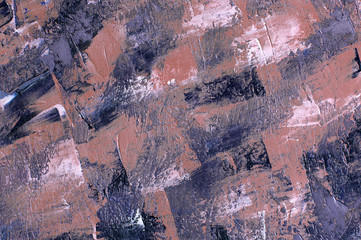 Oil painting brown background. Palette knife oil paint. Art concept.