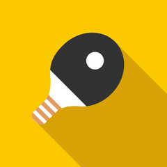 Racket for playing table tennis icon, flat style