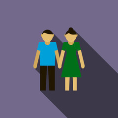 Young couple icon, flat style