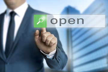 open browser is operated by businessman background