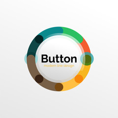 Thin line design geometric button, flat illustration