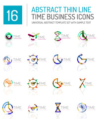 Geometric clock and time icon set