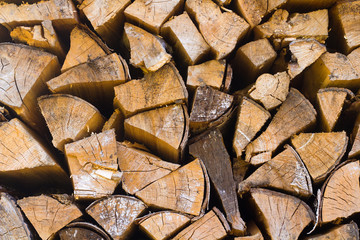 chopped and stacked in the stack of firewood for the stove