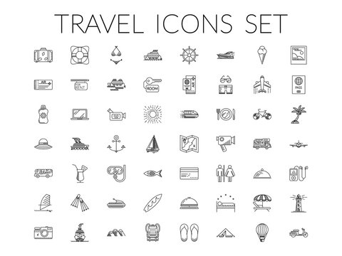 Travel icons set. 