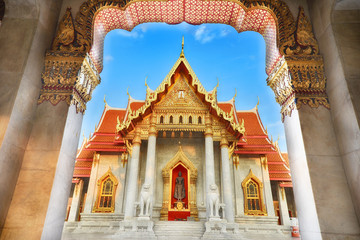 The Marble Temple or Wat Benchamabophit Dusitvanaram is beautiful temple in Bangkok, Thailand