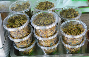 spicy dried mackerel chili paste in plastic cup for sale