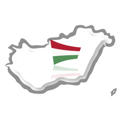 Hungary map, with its flag