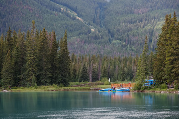 Canoeing centre Bow River near Banff