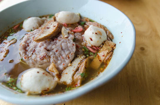 Spicy TOM YAM pork noodle soup