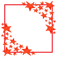 Watercolor five pointed star symbol frame template background