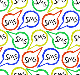 Fototapeta premium Seamless pattern with a social element sms mail , made like black brush art