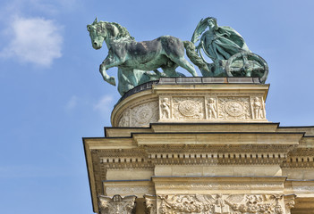 Fototapeta na wymiar Peace sculpture. Heroes Square Millenium Memorial in Budapest, Hungary.