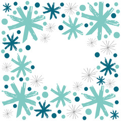 Seamless pattern with a snowflakes , made like black brush art