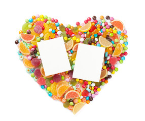 Colorful candies, jelly and marmalade heart