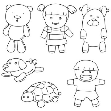 vector set of doll