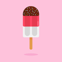 Ice cream vector icon with chocolate and sweets on top
