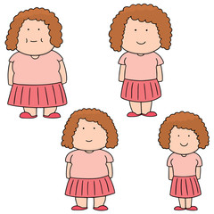 vector set of woman from fat to slim