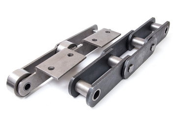 Pulling block conveyor chain isolated on white background